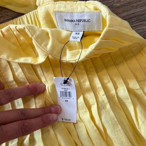 Banana Republic Linen-Blend Midi Dress Women's Size XS Yellow Maize NWT - Picture 3 of 12